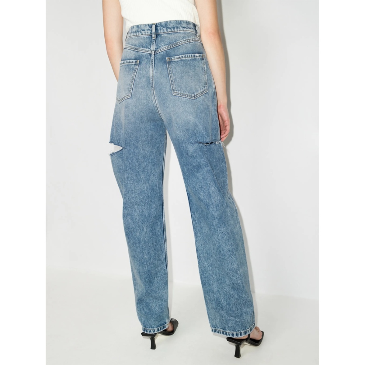distressed straight-leg jeans - Img 3
