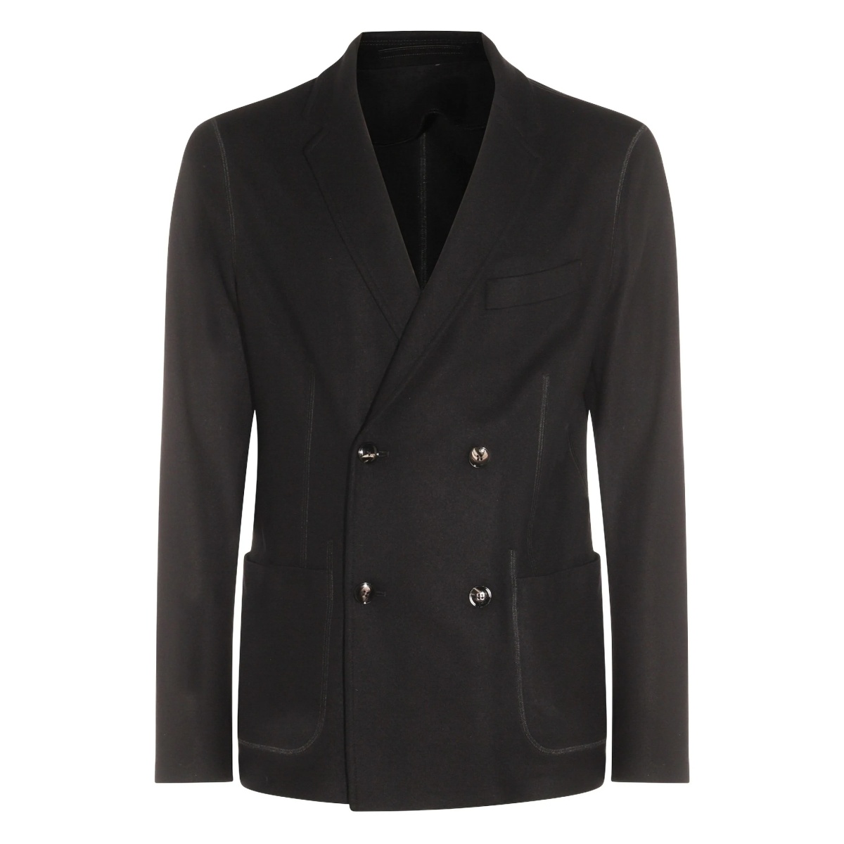 double-breasted patch-pocket jacket