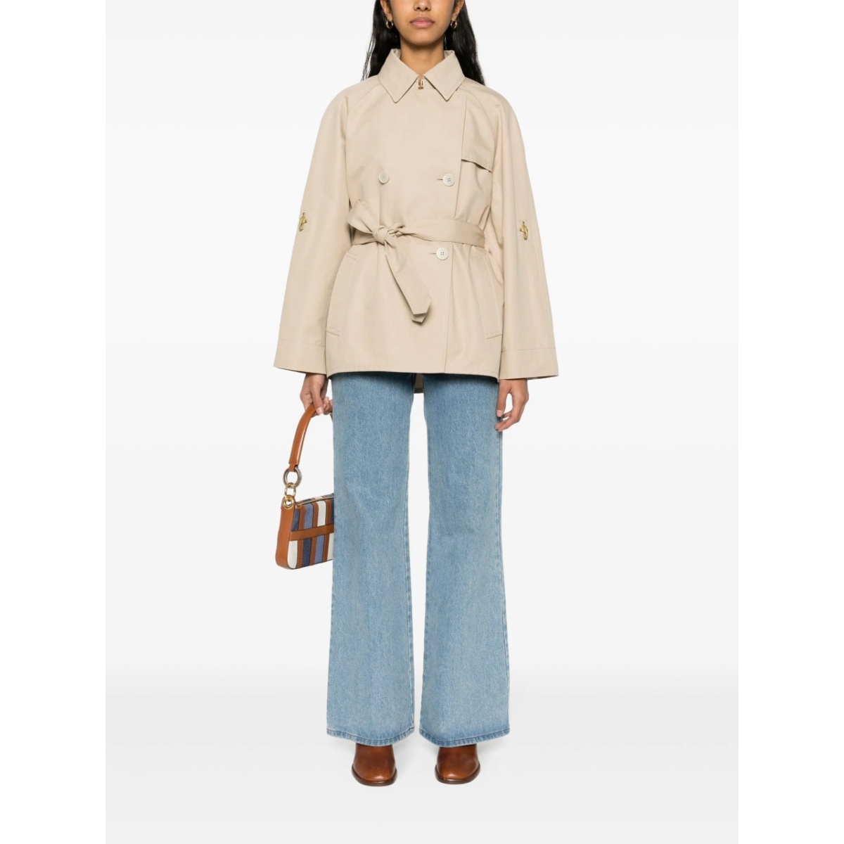 double-breasted short trench coat - Img 2
