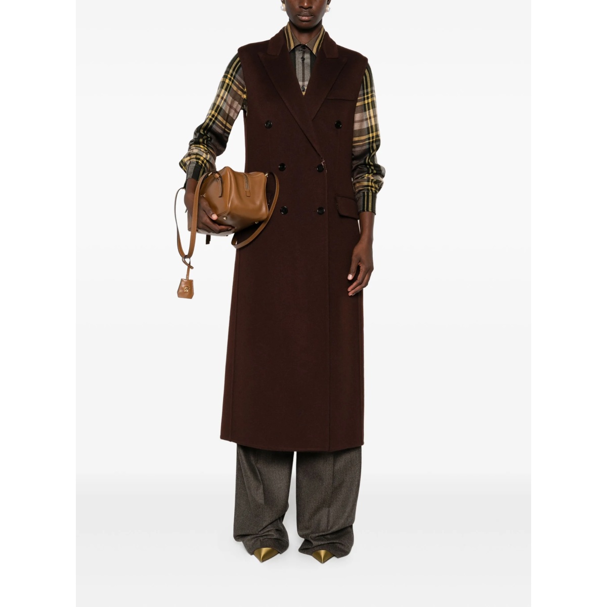 double-breasted sleeveless coat