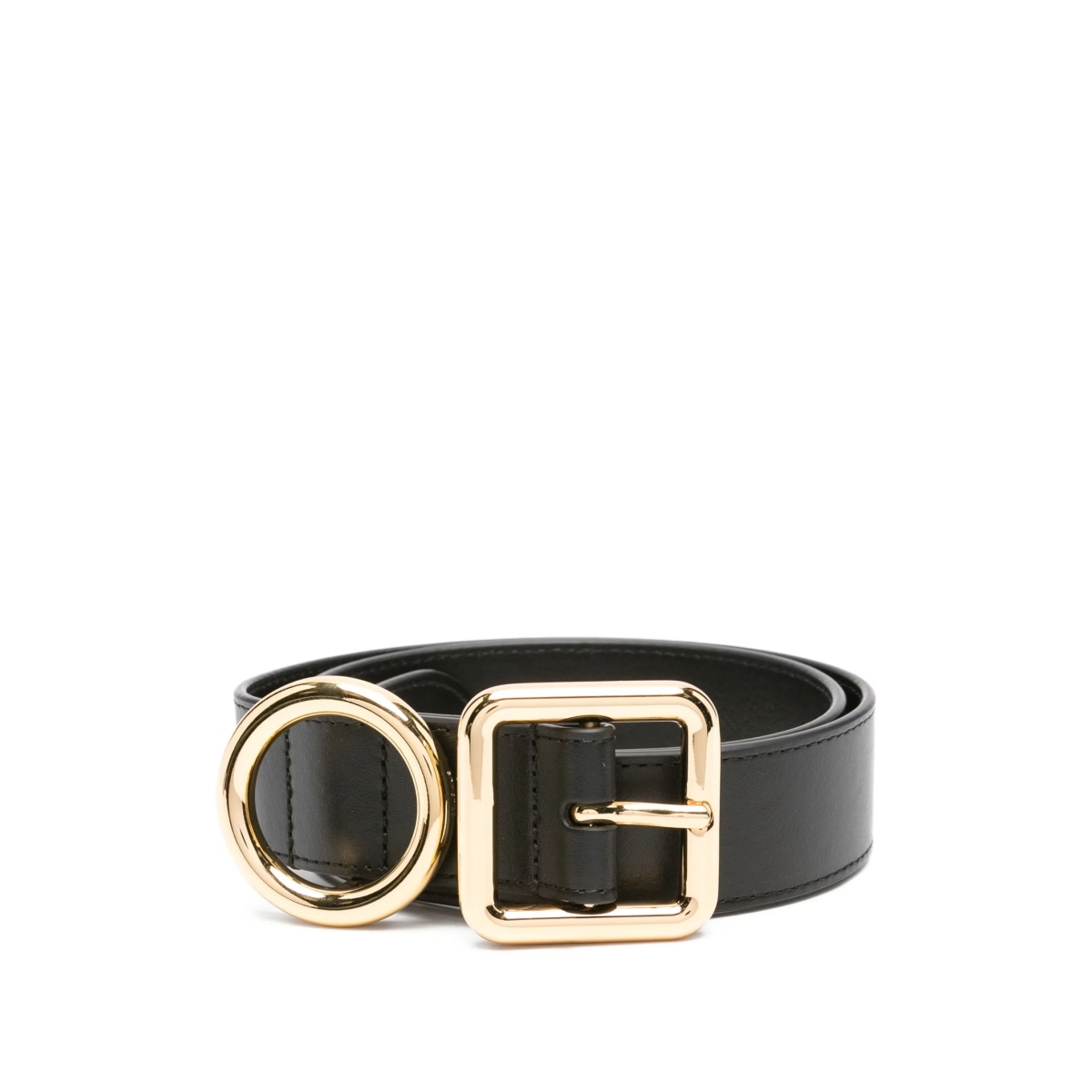 double-buckle leather belt