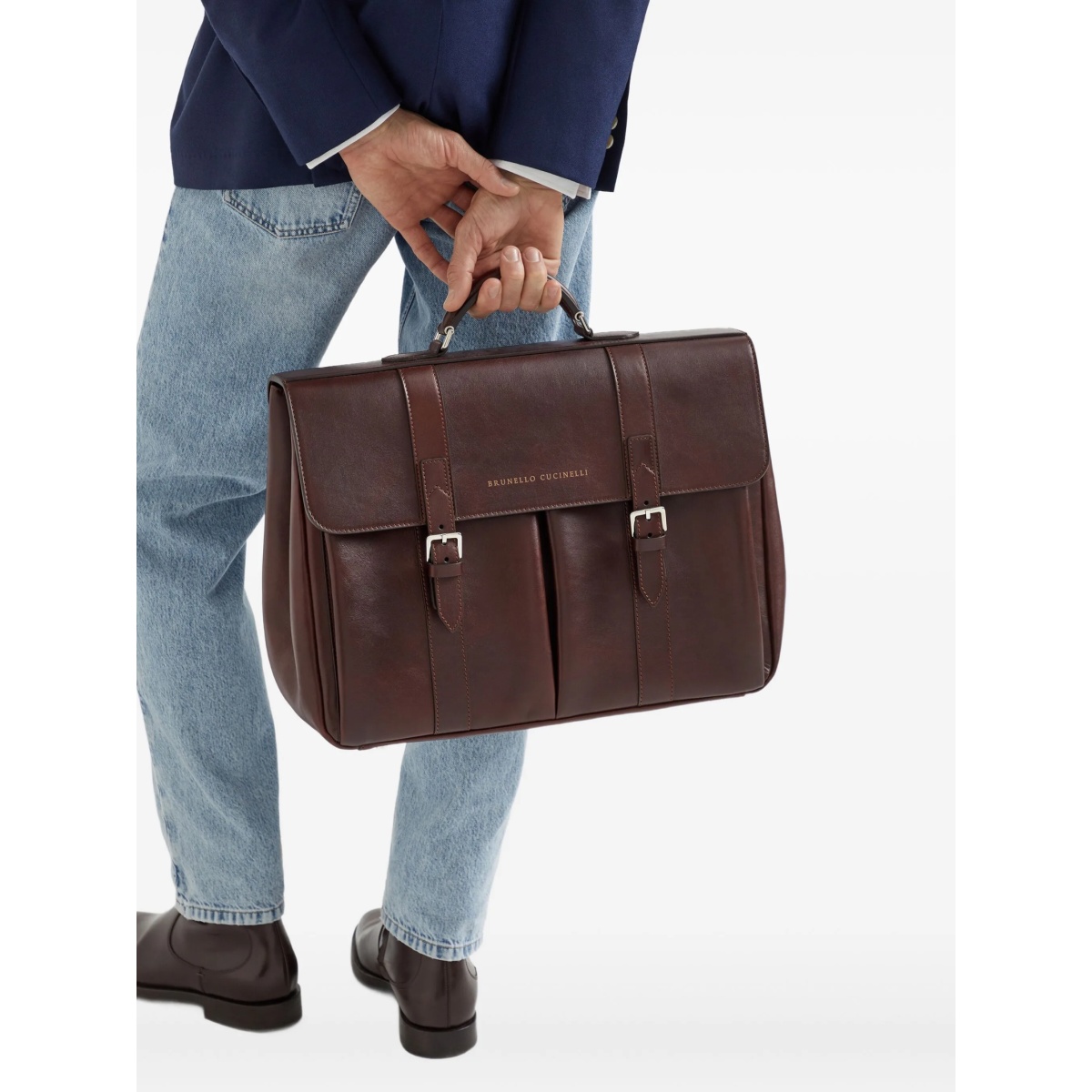 double-buckle leather briefcase - Img 2