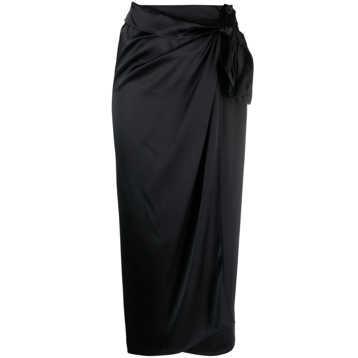 draped satin wrap skirt