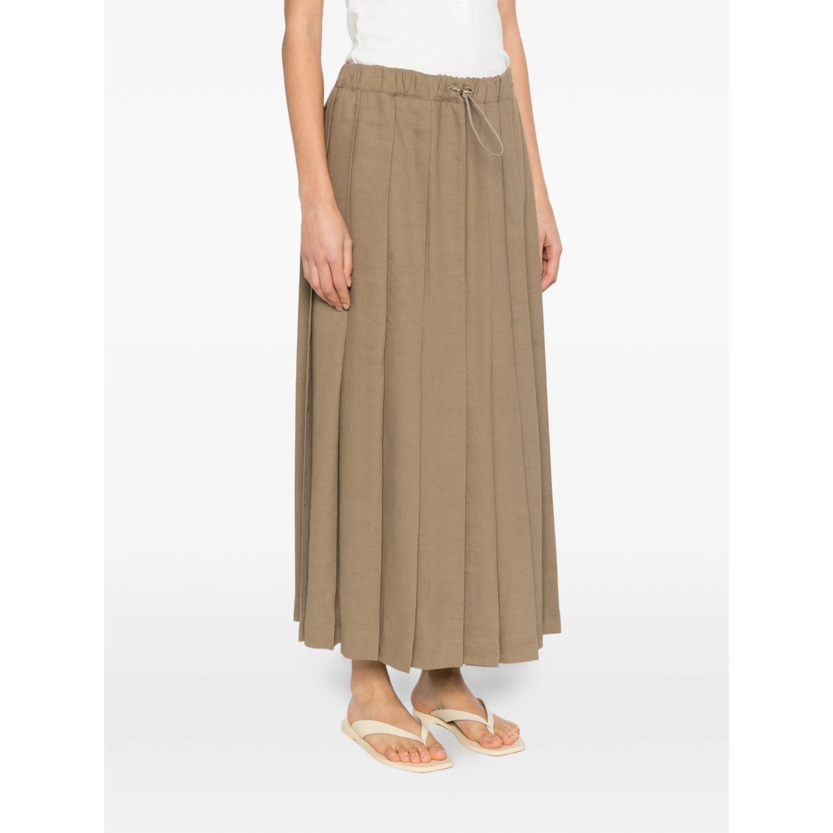 drawstring-fastening pleated midi skirt - Img 3
