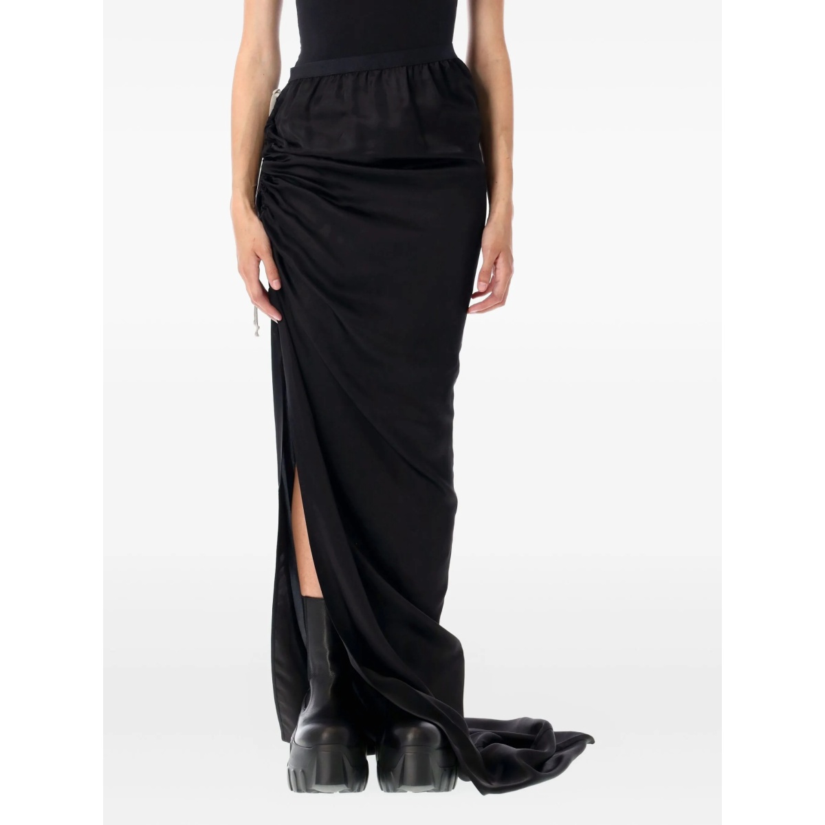 drawstring side-split skirt
