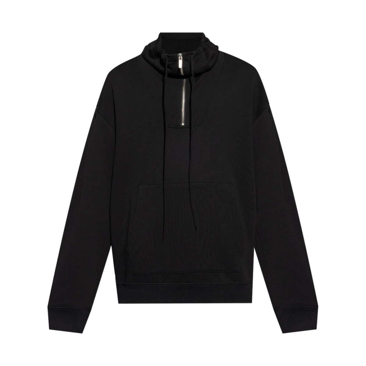 drawstring stand-up collar sweatshirt