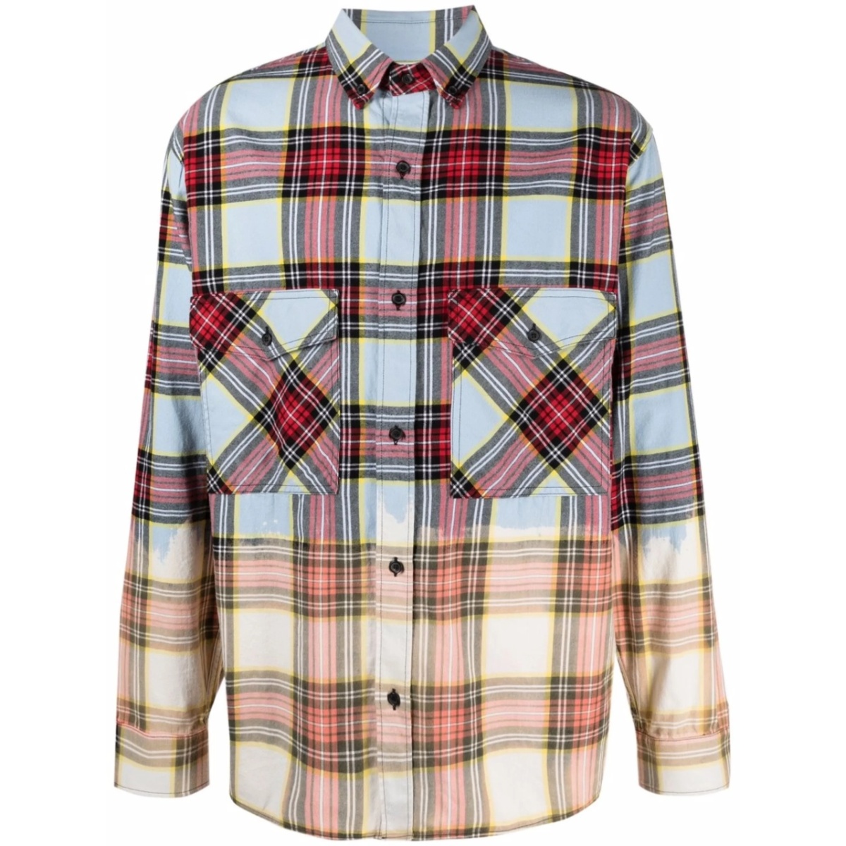 dyed-effect check shirt
