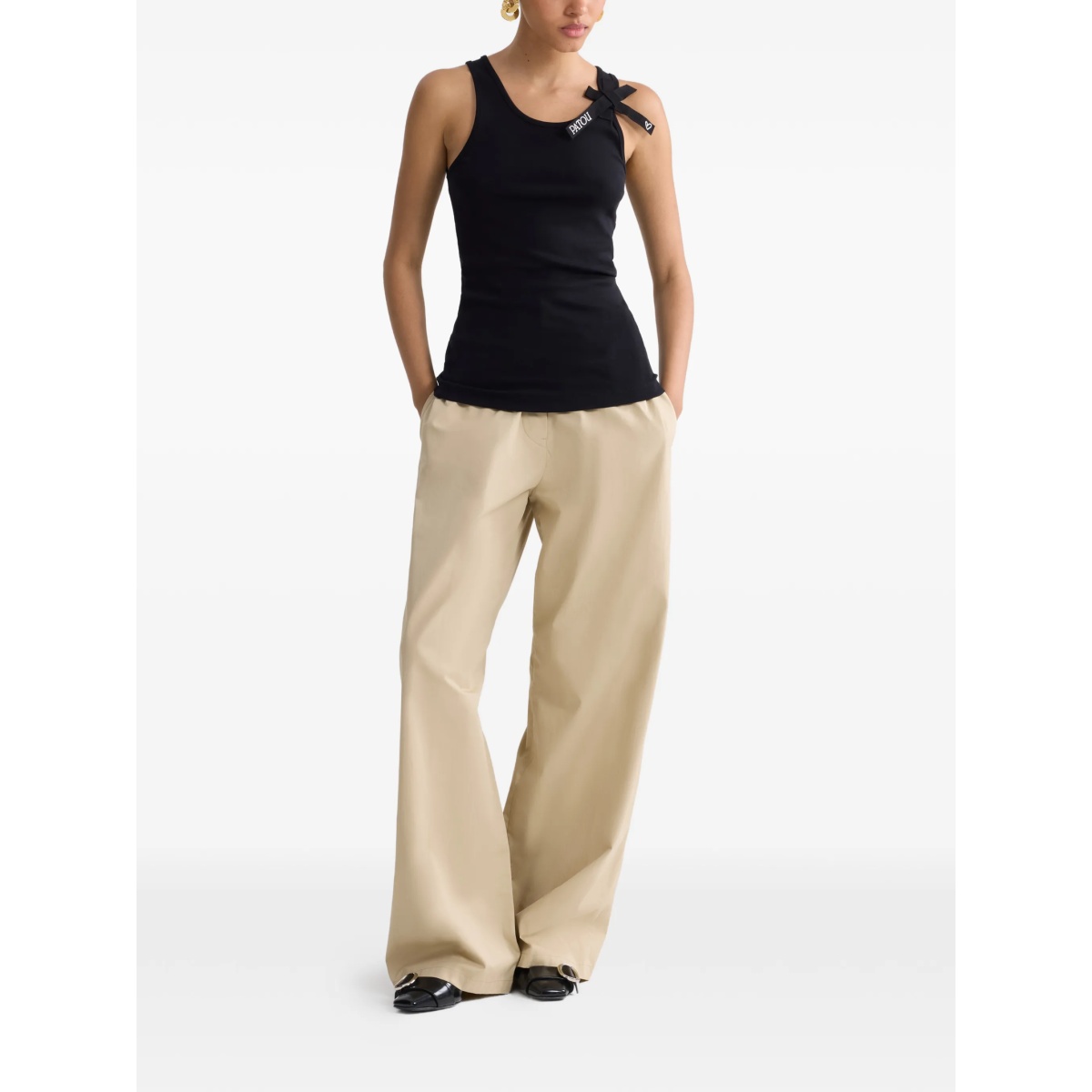 elasticated-waist buttoned palazzo pants - Img 2