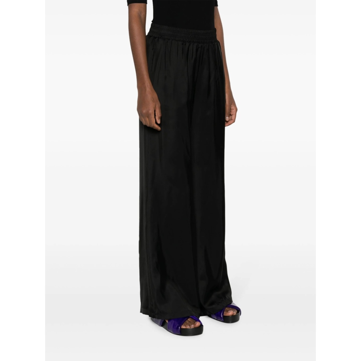 elasticated-waist satin palazzo pants - Img 3