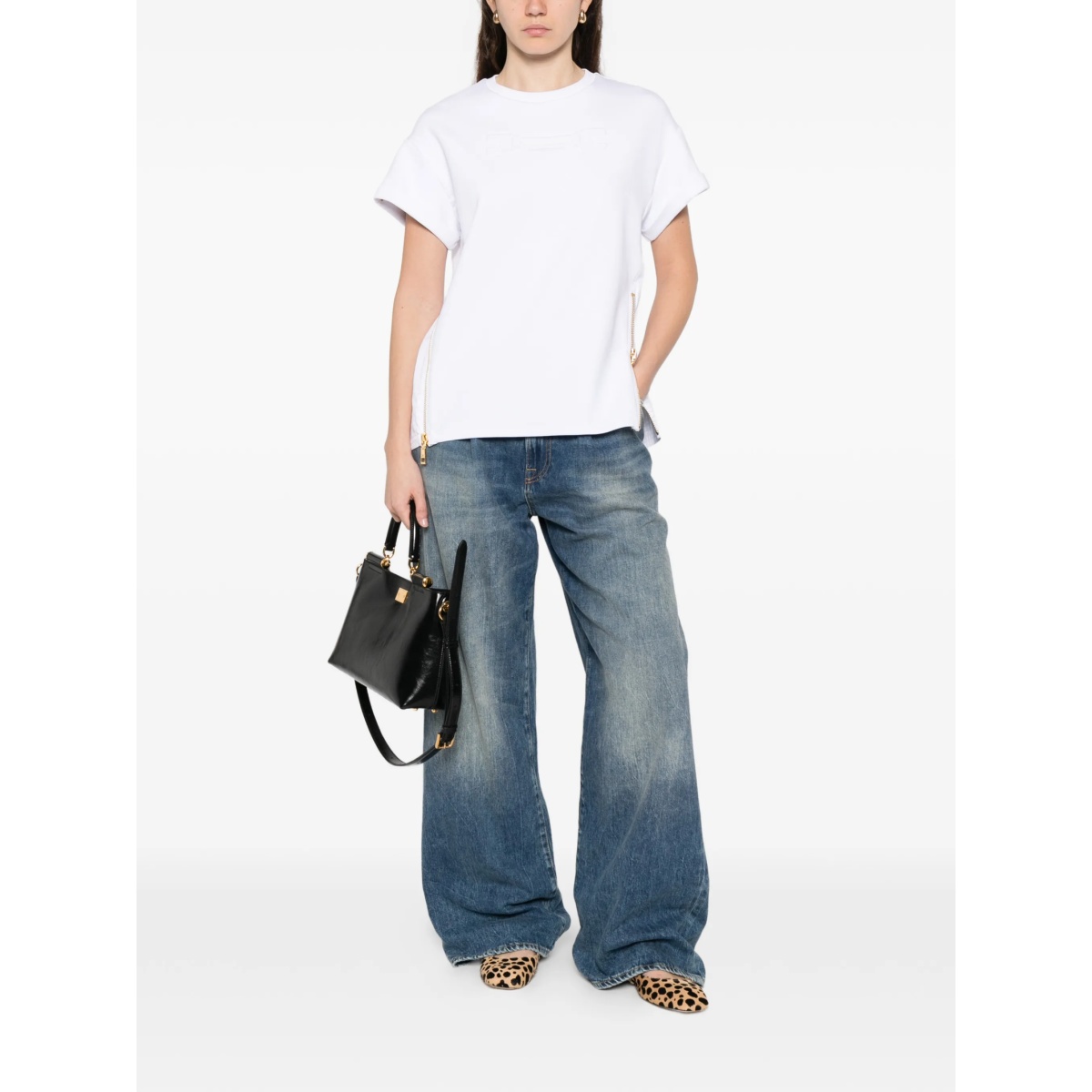 embossed zip T-shirt - Img 2