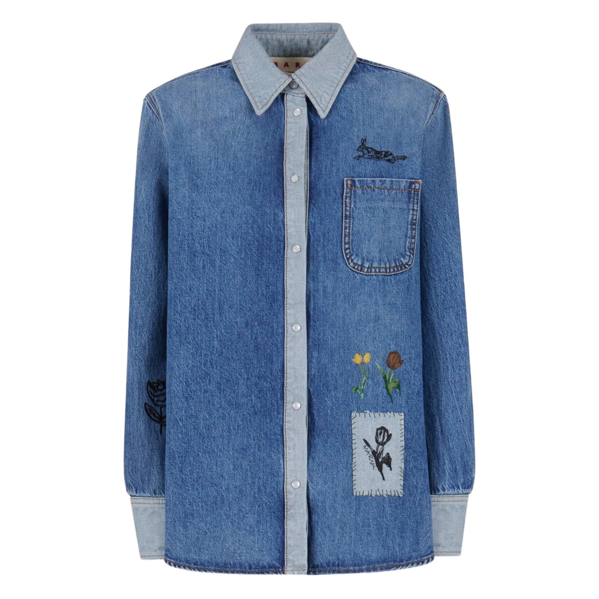 embroidered denim shirt