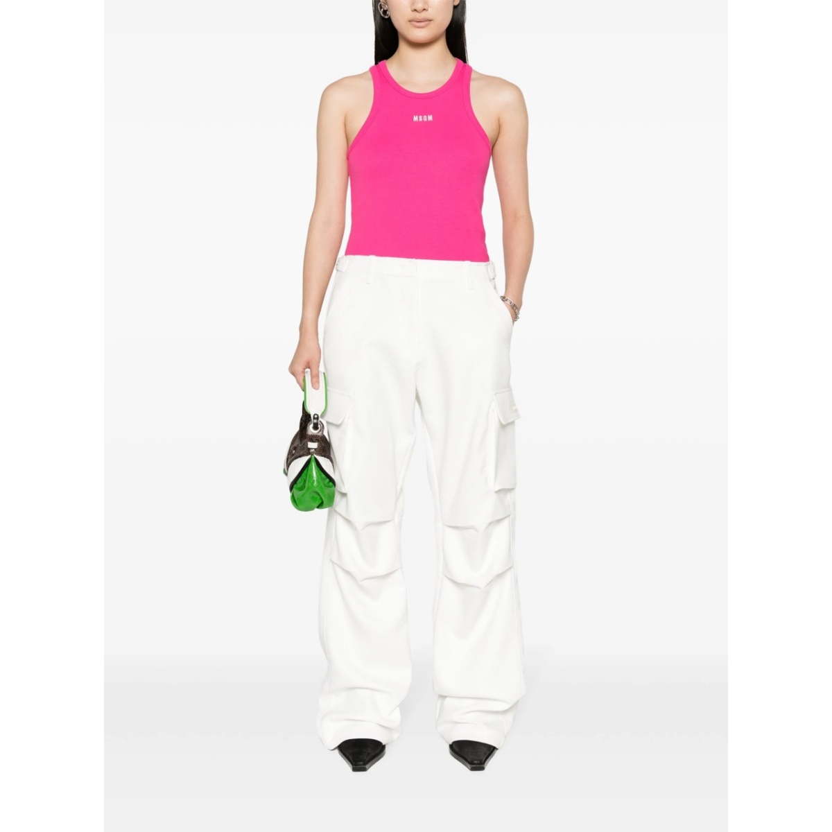 embroidered-logo ribbed tank top - Img 2