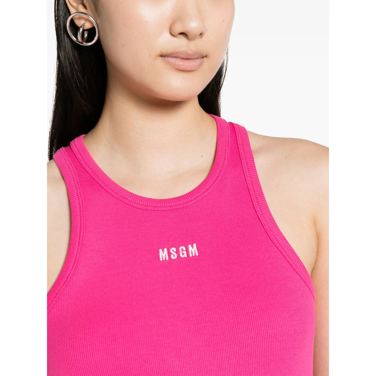 embroidered-logo ribbed tank top - Img 5