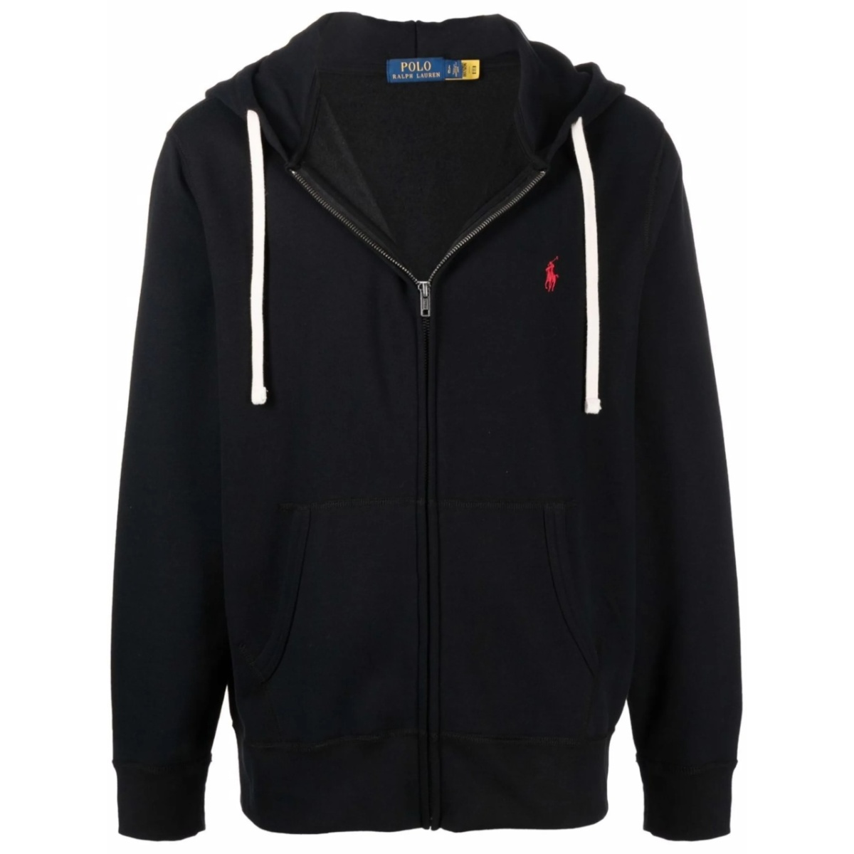 embroidered-logo zip-up hoodie
