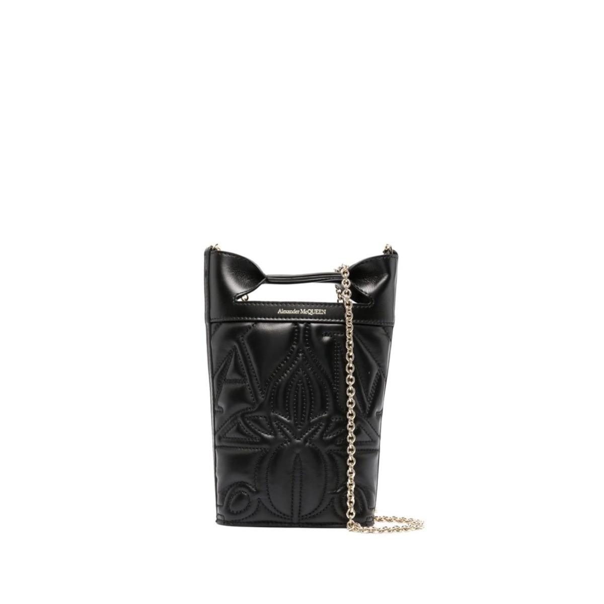 embroidered mini bucket bag