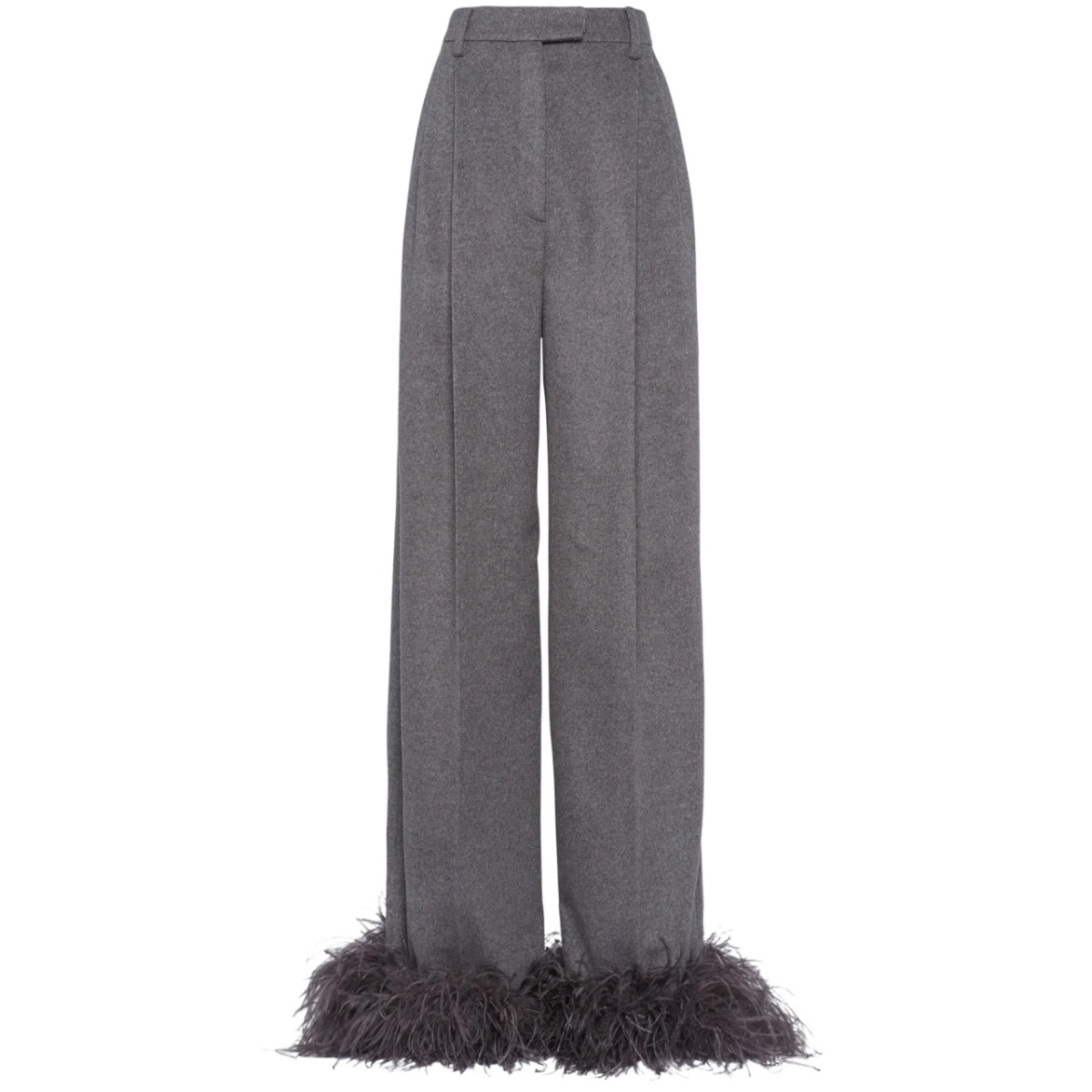 feather-trim cashmere trousers