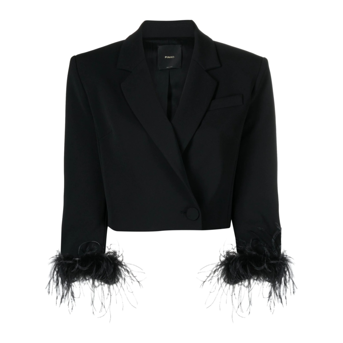feather-trim cropped blazer