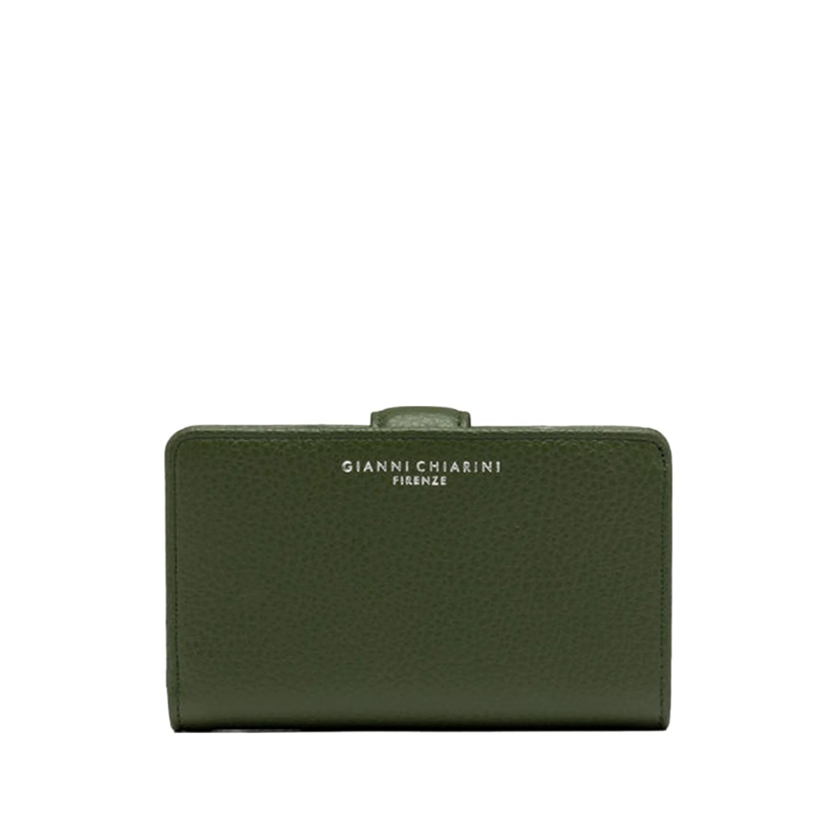 flap-closure pebbled leather wallet