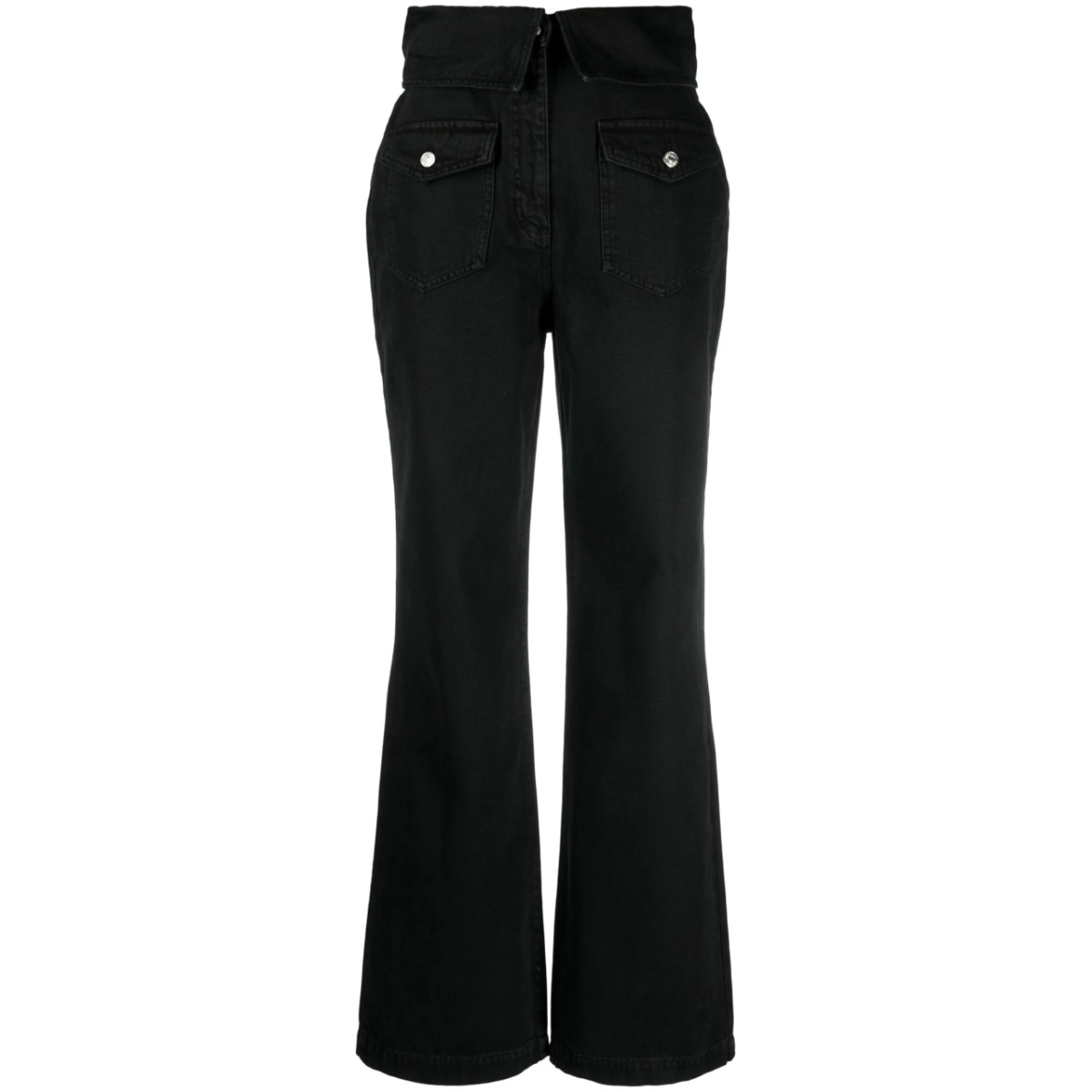 folded-edge flared jeans