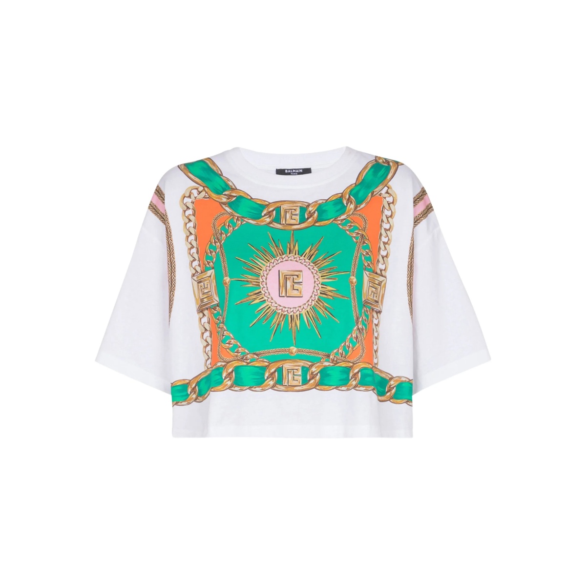 Foulard-print cropped T-shirt