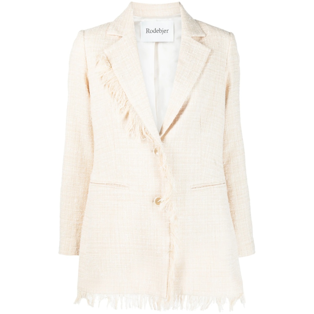 fringed-edge single-breasted blazer