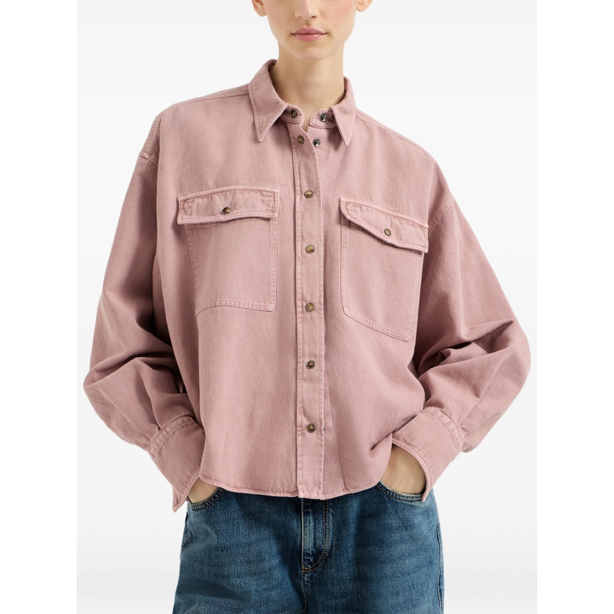 garment-dyed flap-pocket shirt - Img 3