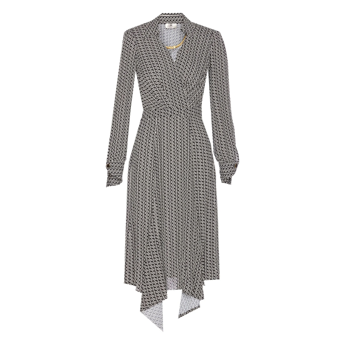 geometric-print V-neck midi dress