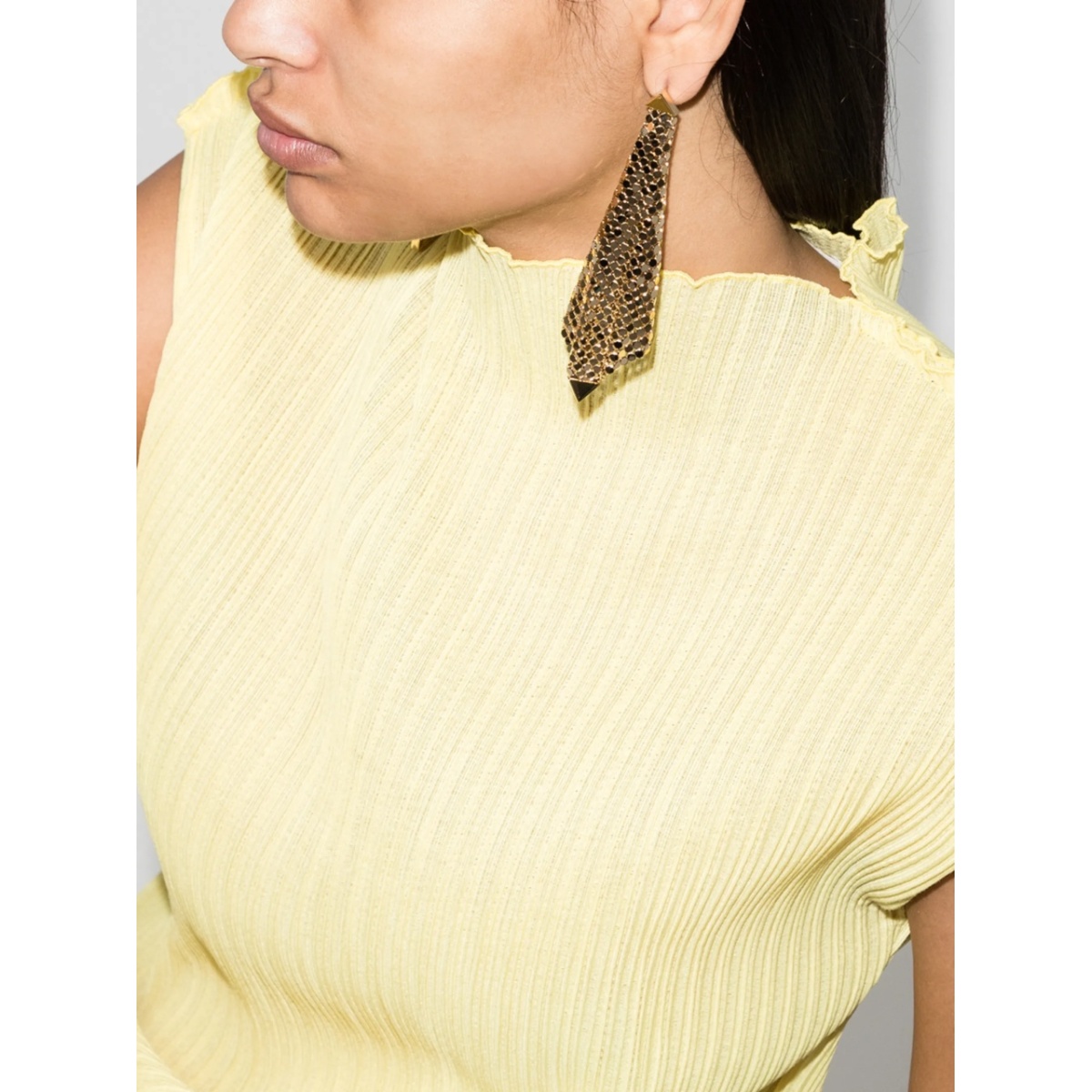 gold-tone chain mesh earrings - Img 2