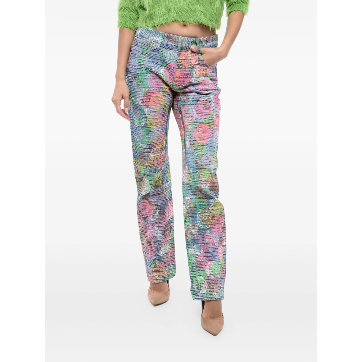 graphic-print jeans