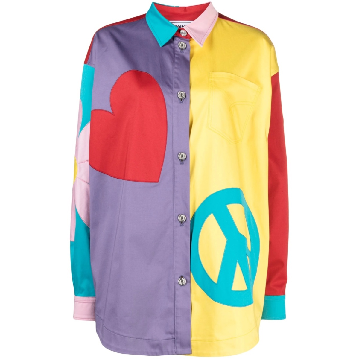 graphic-print panelled shirt