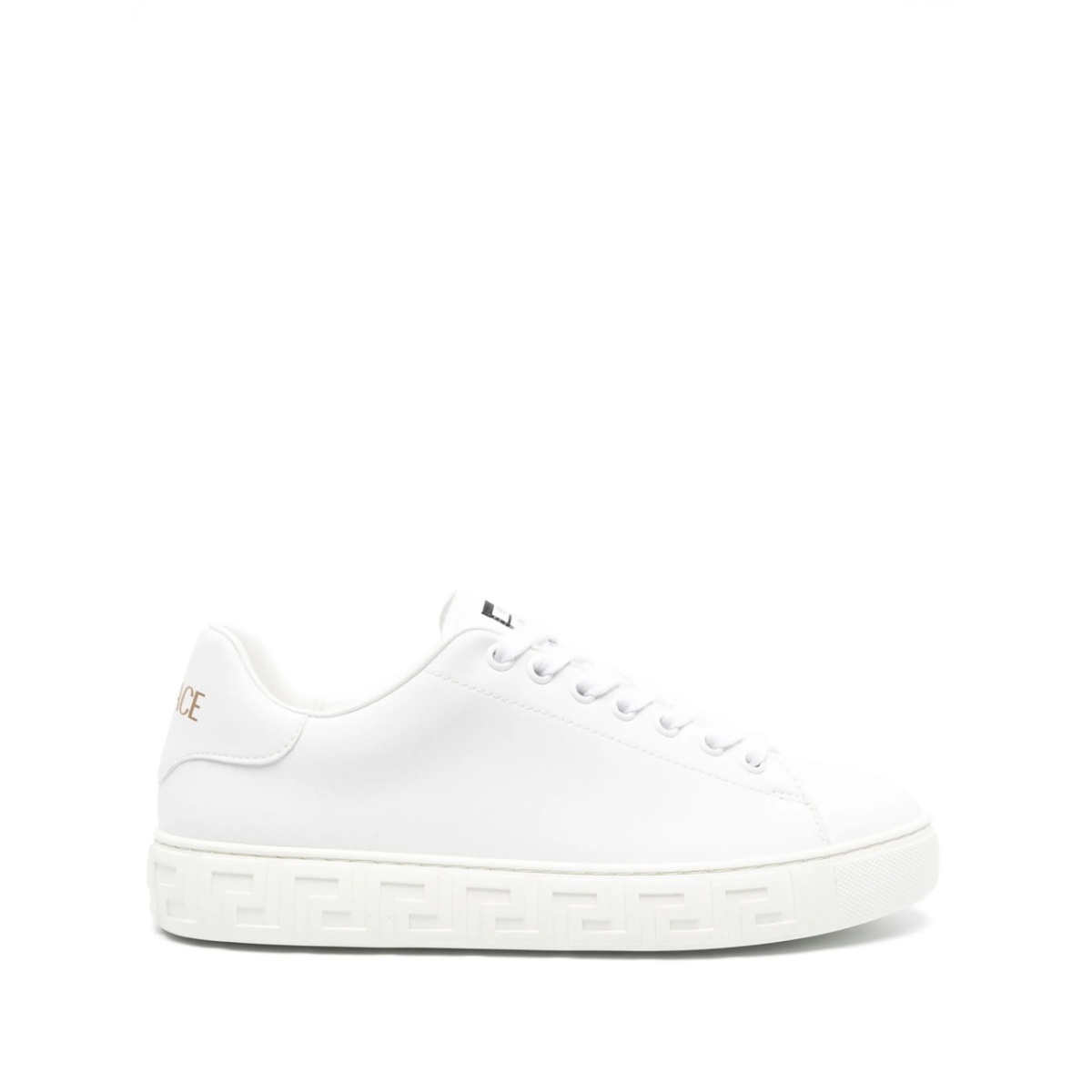 Greca-embossed leather sneakers