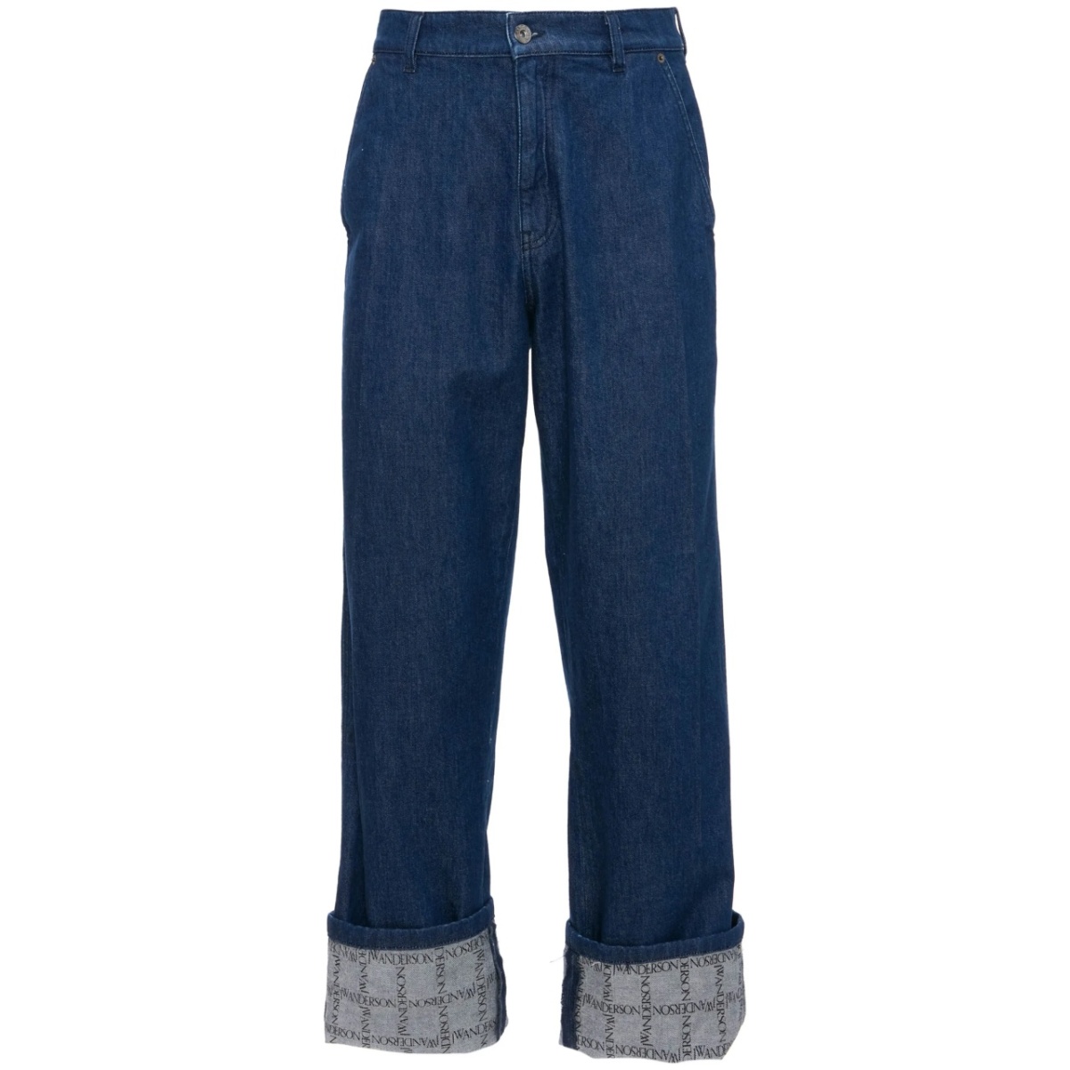 grid-print wide-leg jeans