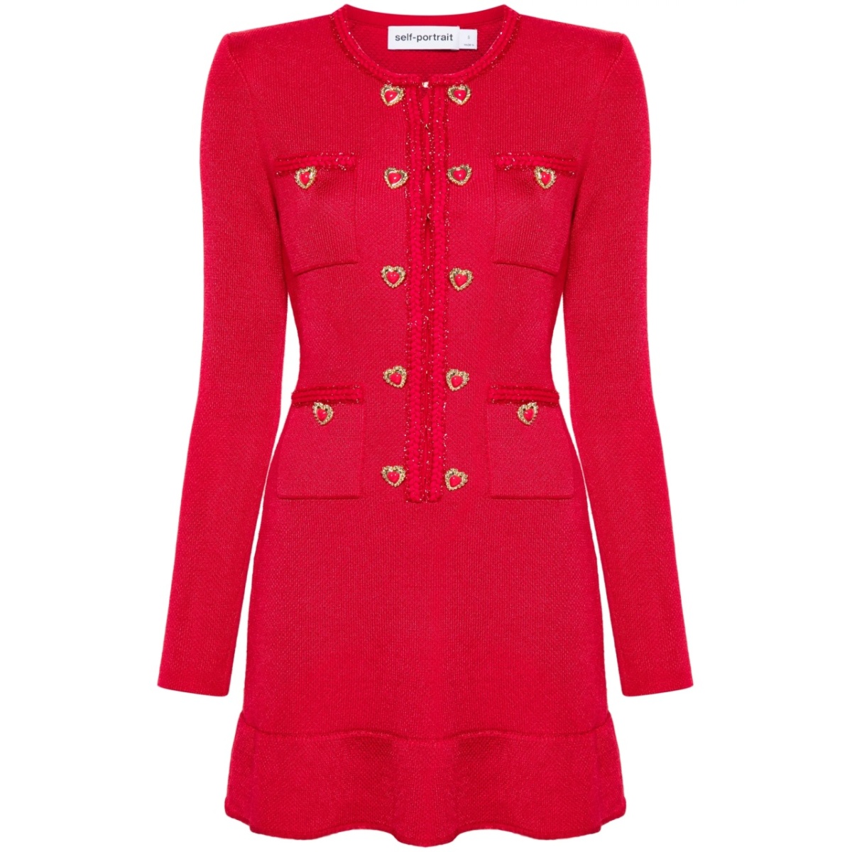heart-buttons knitted mini dress