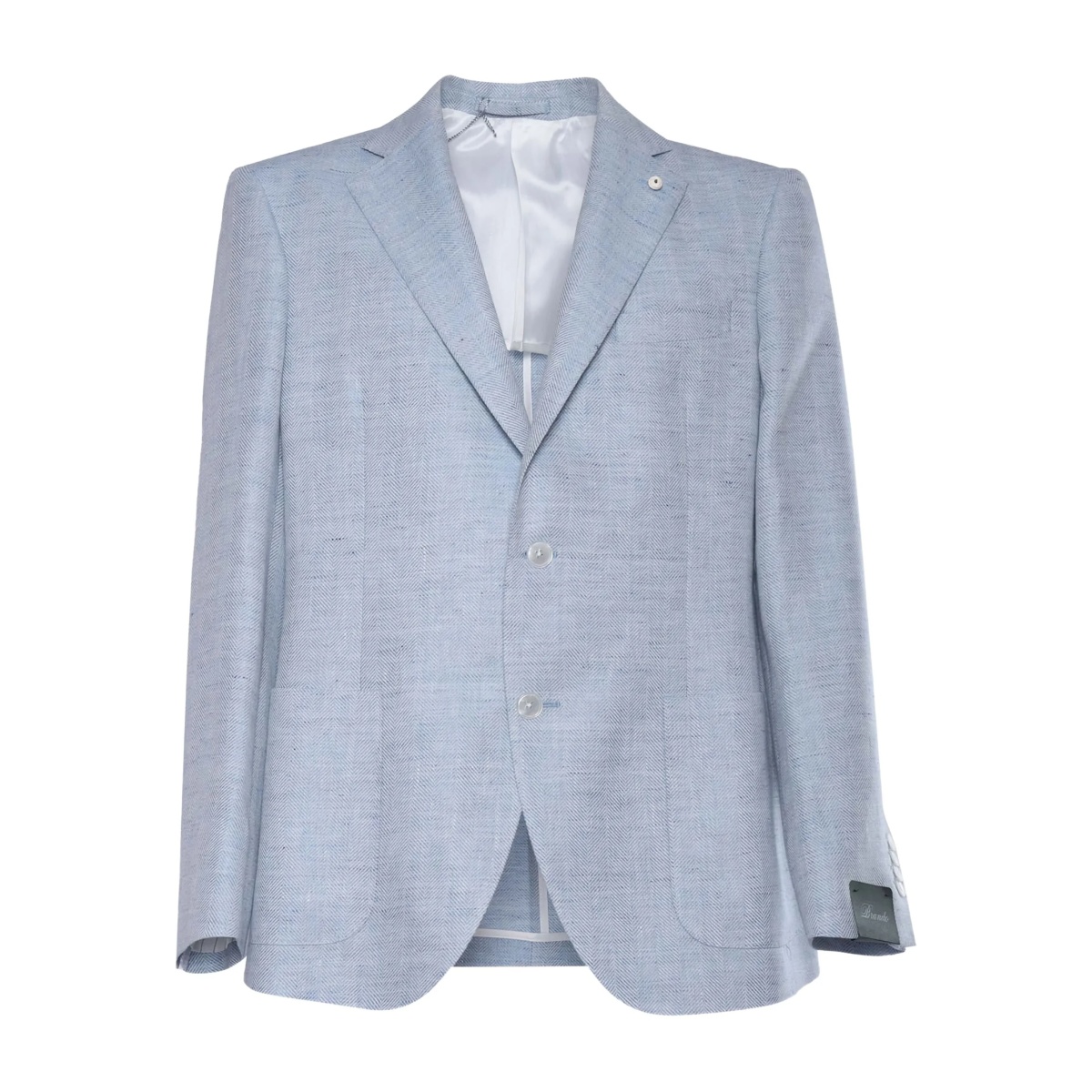 herringbone three-button blazer