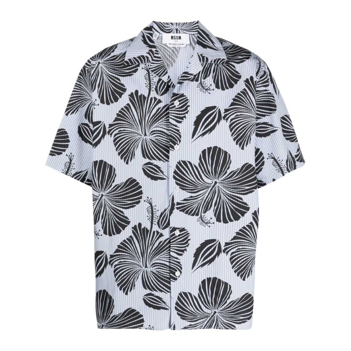 Hibiscus print abowling shirt