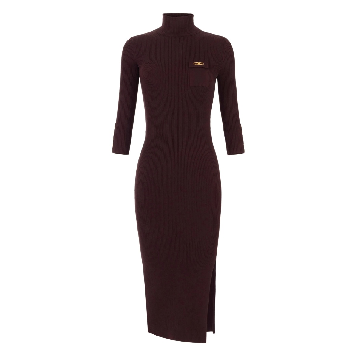 high-neck ribbed-knit dress