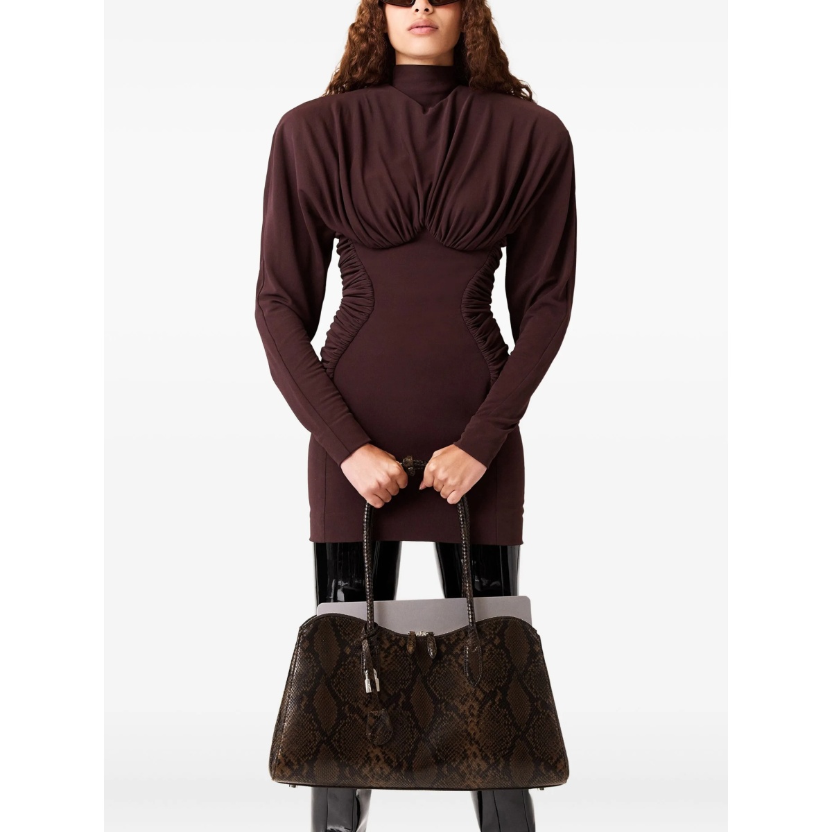 high-neck ruched mini dress - Img 4