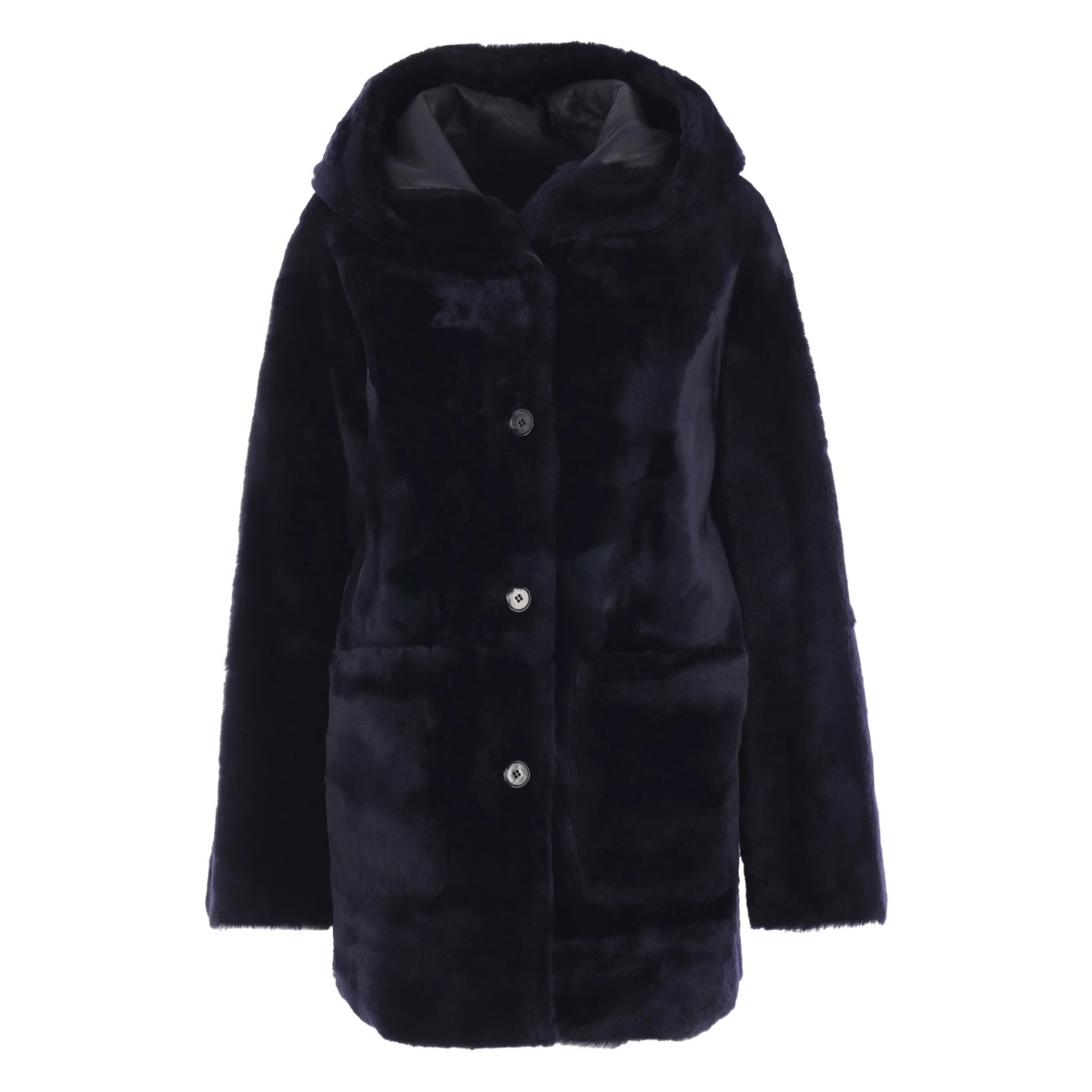 hooded shearling coat