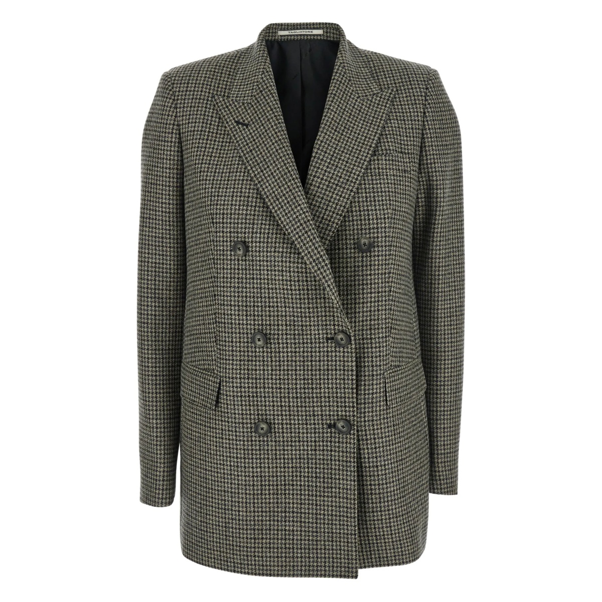 houndstooth double-breasted blazer