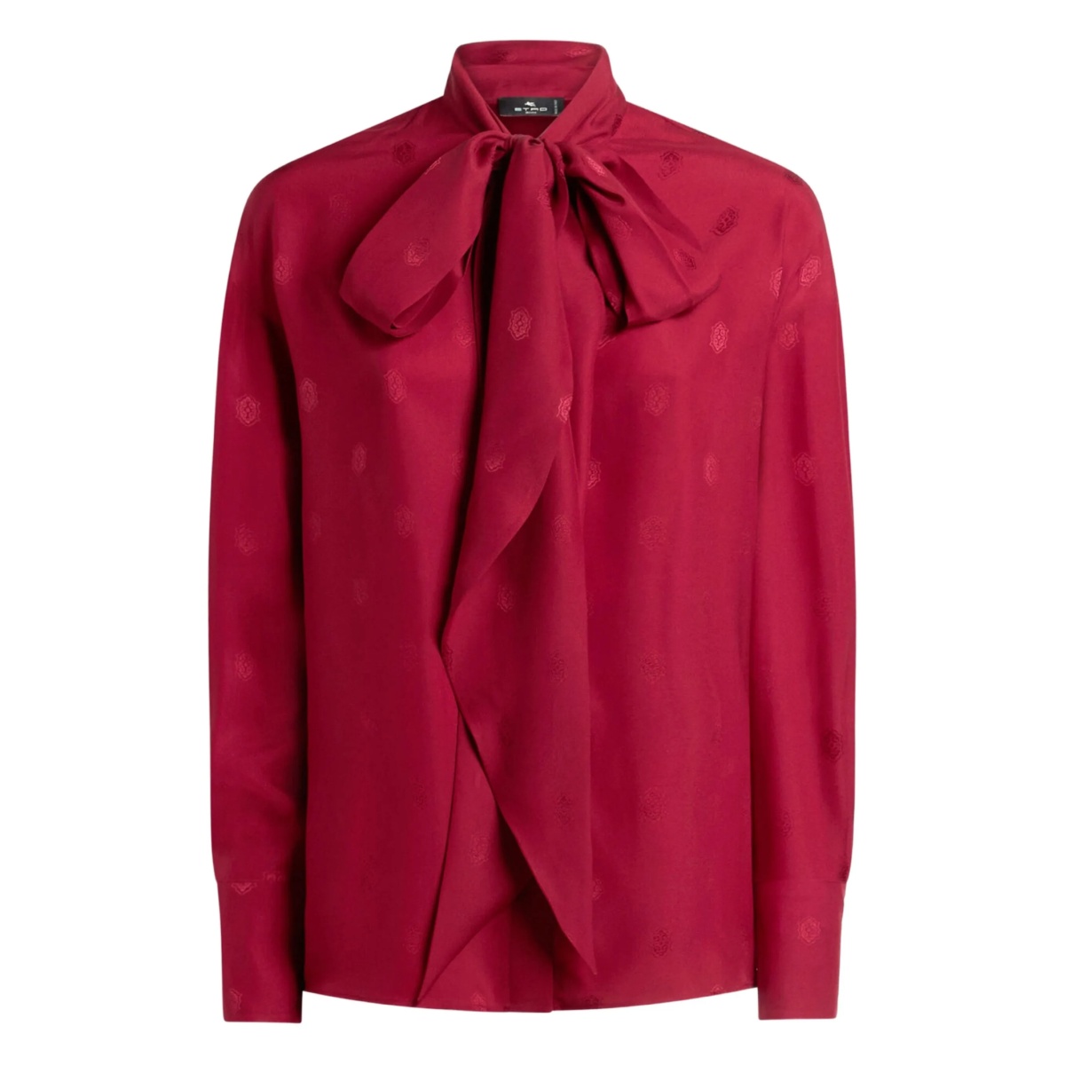 jacquard tie-neck blouse