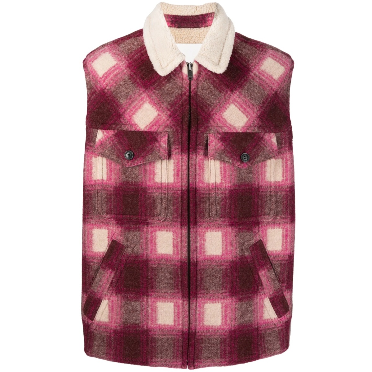 Kiraneo plaid-check zip-up gilet