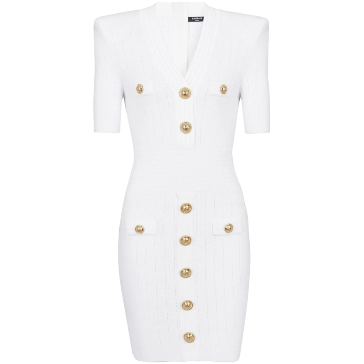 knitted button-embellished minidress