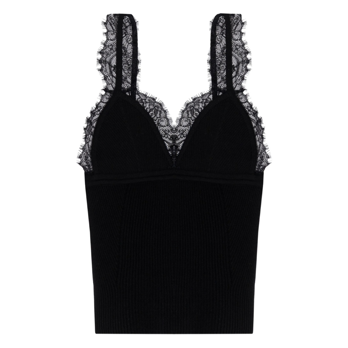 lace-trimmed ribbed top