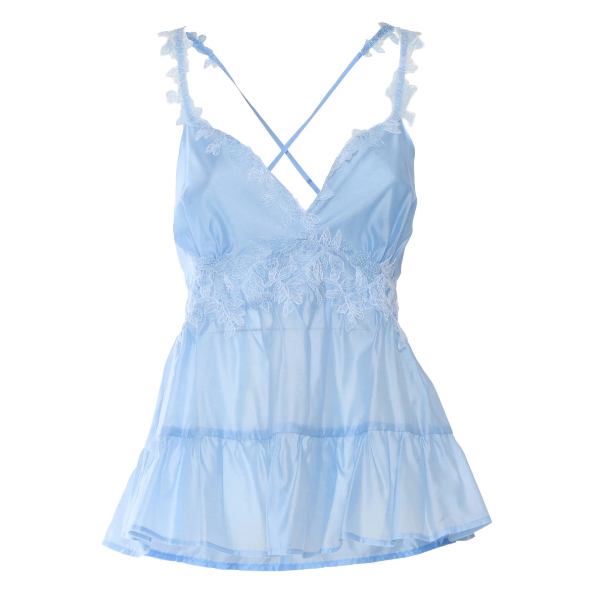 lace-trimmed ruffled top