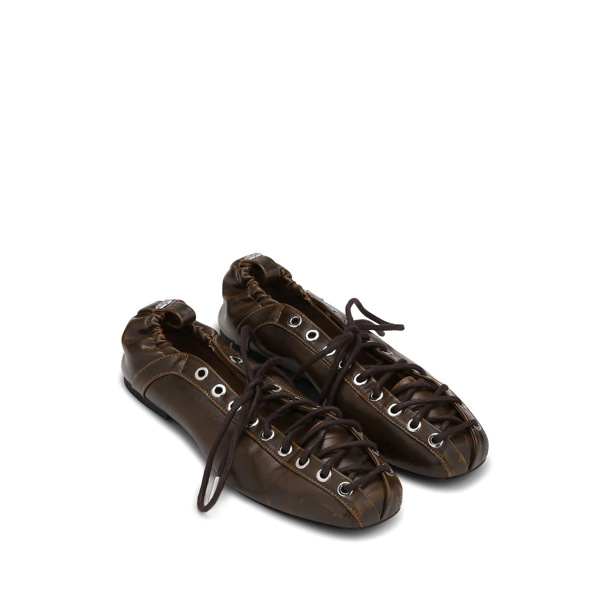 lace-up leather ballerina shoes - Img 2