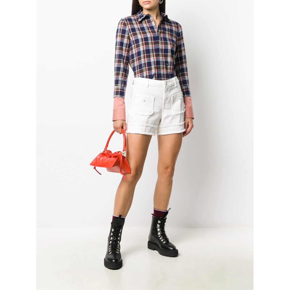 layered-sleeves plaid shirt - Img 2