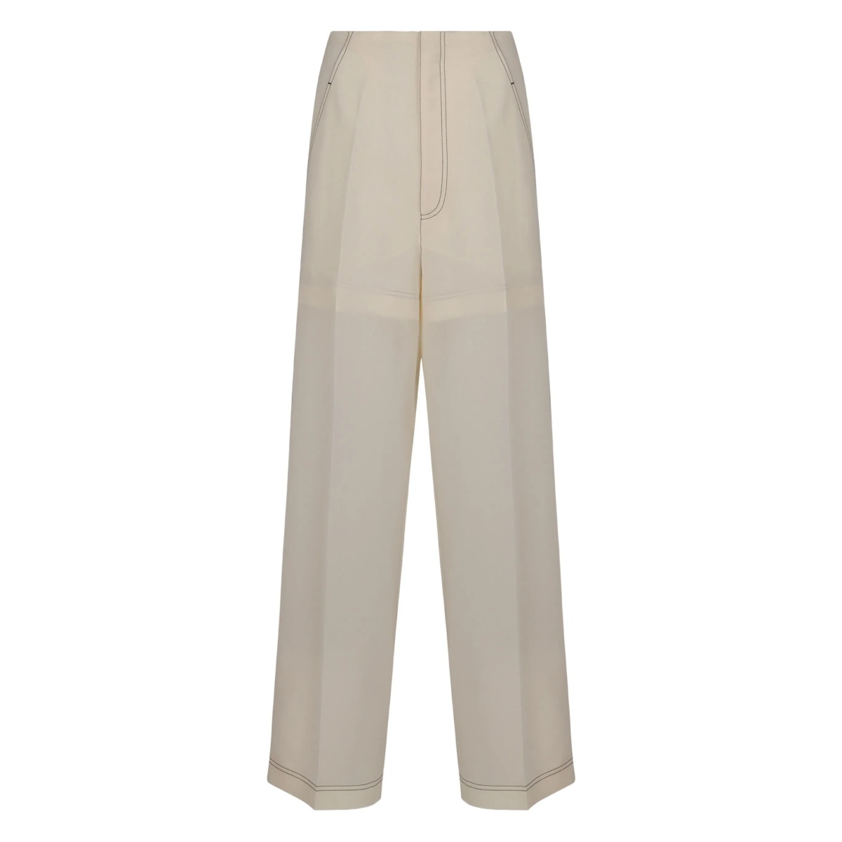 layered visible-stitching trousers