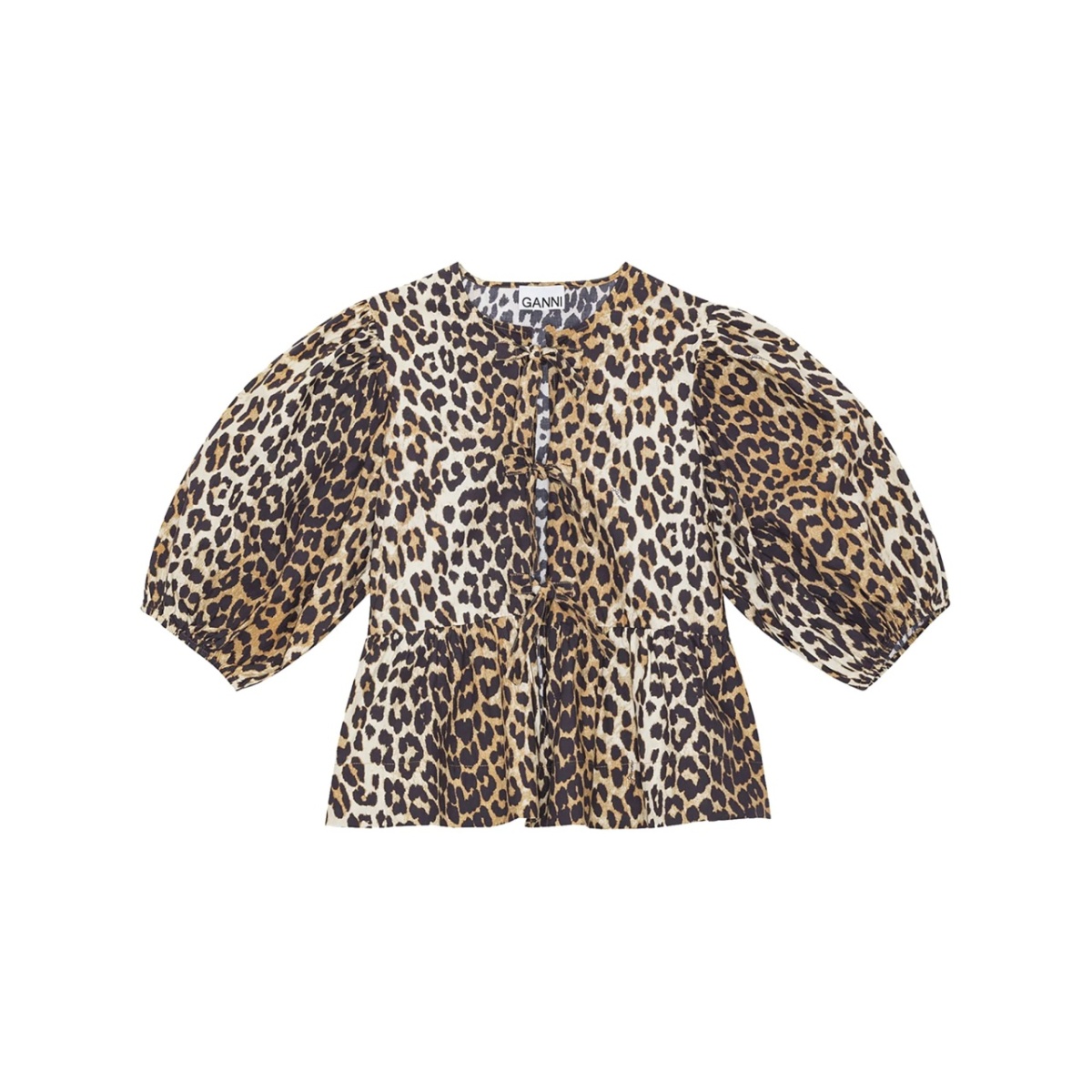 leopard-print organic-cotton blouse