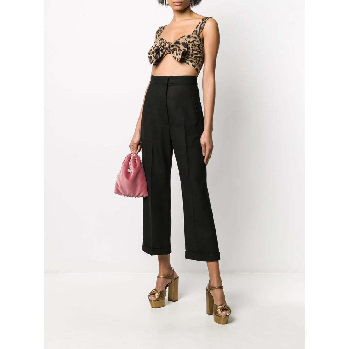 leopard-print poplin crop top - Img 2