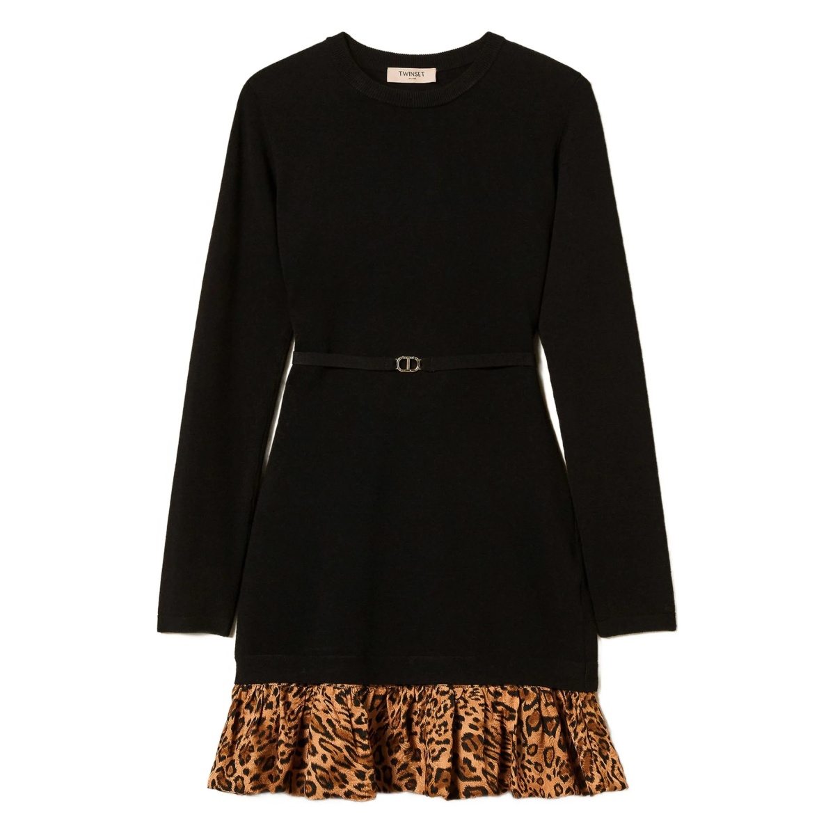 leopard-print ruffle mini dress